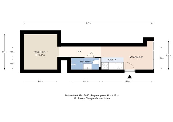 Plattegrond - Molenstraat 32A, 2611 KB Delft - Begane grond.jpg